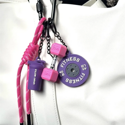 Fitness Keychain Gym Lover Barbell Key chain Weightlifting Keyring Silicone Weight Plate Gym Gifts Workout Gifts Bag Charm Backp