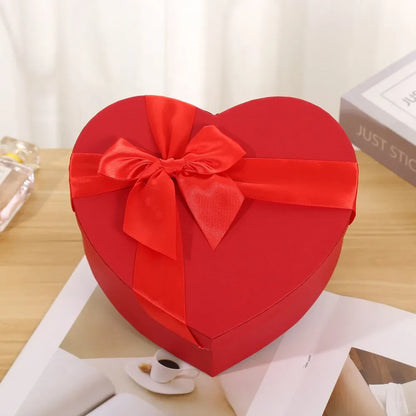 New Heart-shaped Gift Box Red Bowknot Present Boxes with Cover Gift Storage Container Valentine's Day