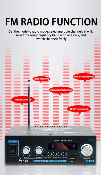 Home High-power Bluetooth Power Amplifier 2.0 Channel Constant Resistance Mini Power Amplifier Small Car Power Amplifier Multy