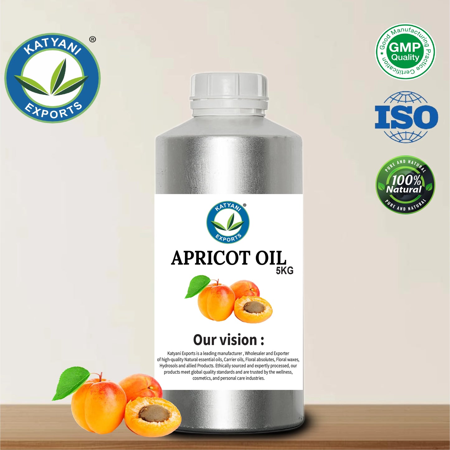 Industrial Grade 5 KG Apricot Kernel Carrier Oil Pure Prunus Armeniaca Oil Natural Cold Pressed - By Katyani Exports Wholesaler