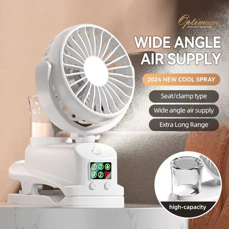 Refrigerating Clip Spray Fan USB Rechargeable Office Dormitory Outdoor Multi-Functional Desktop Clip Fan Moisturizing