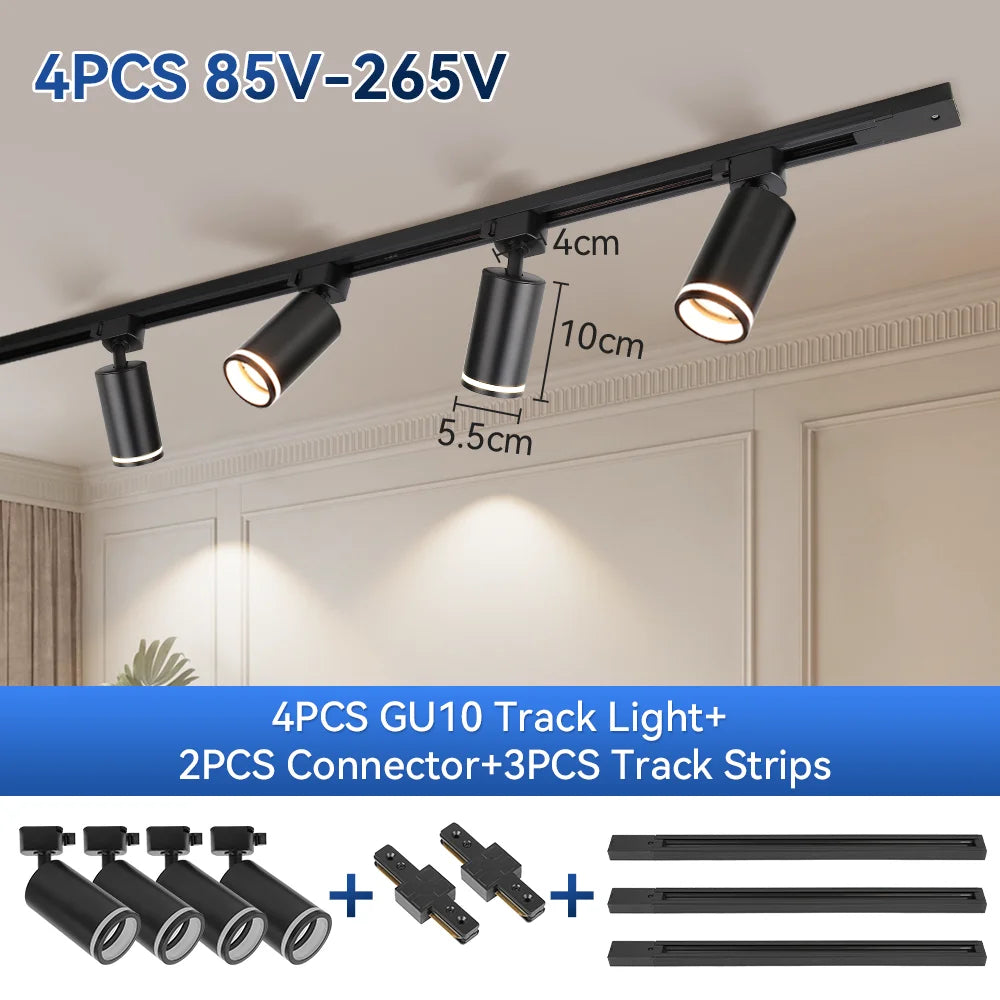 Led Track Light GU10 Spotlight 110V 220V Track Pendant Indoor for Home Decor Kitchen Bedroom Ceiling Lamp Fixture Track Lighting