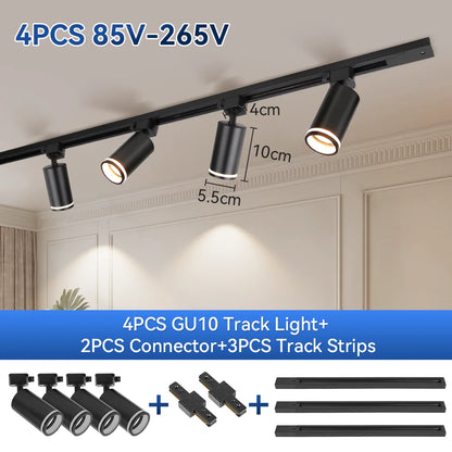 Led Track Light GU10 Spotlight 110V 220V Track Pendant Indoor for Home Decor Kitchen Bedroom Ceiling Lamp Fixture Track Lighting