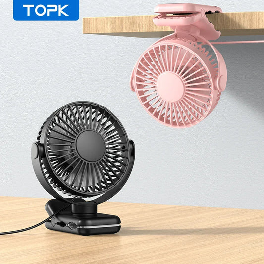 TOPK Mini Portable Clip on Fan,USB Desk Fan,3 Speeds Quiet Wind 720° Rotate Personal Electric Fan,Standing fans for Room Home by PDG ibma