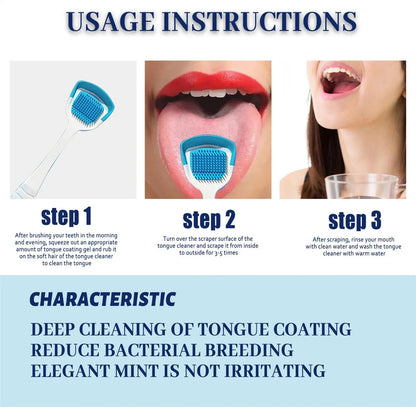 Tongue Cleaning Gel Set Effective Tongue Cleaner Gel Orals Cleaner Set Mint Tongue Scraper & Scrubber Effective Mouth Odor