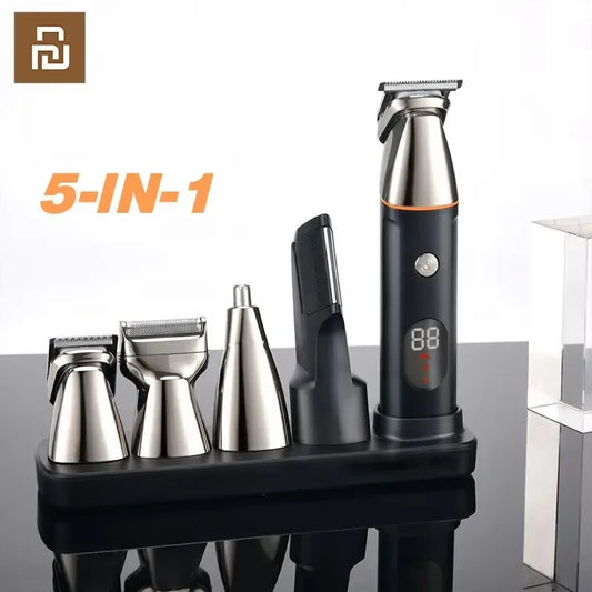 XIAOMI Youpin 5 in 1 Hair Trimmer Machine LCD Display Clippers Barber Professional Hair Cutting Machines Men's Electric Shaver