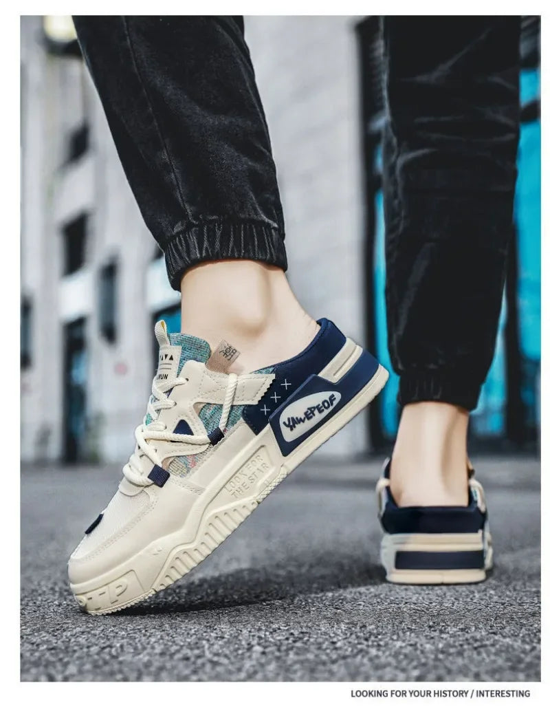 Slipper Mens Shoes Summer Thick Sole Breathable Comfortable Half Slippers Outdoor Youth Skateboard Shoes Casual Sneakers for Men