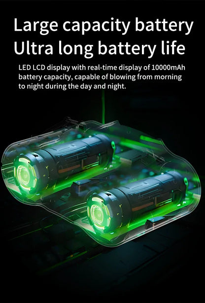Portable Waist Clip Fan Small USB Charging Hanging Fan with LED Flashlight Outdoor Single/dual Air Outlet Fan 20000/10000Mah