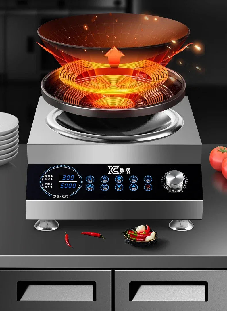 Commercial induction cooker 5000w flat concave surface high power wok canteen restaurant boiling water hot stove