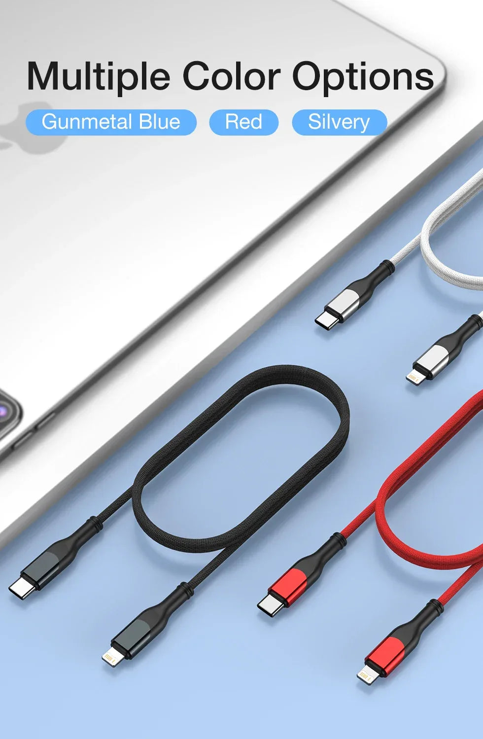 PD 27W Fast Charge Cable For iPhone 14 13 12 11 Pro Max X 6 7 8 Plus SE iPad USB Type C To Lighting Data Charger USBC Wire 2M 3M