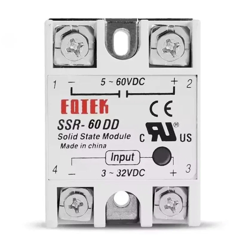 DC-DC Single Phase Solid State Relay SSR Module 10A 25A 40A 60A 80A 100A Input Voltage 3-32V 12V to 5-60V DC Output Load Relays