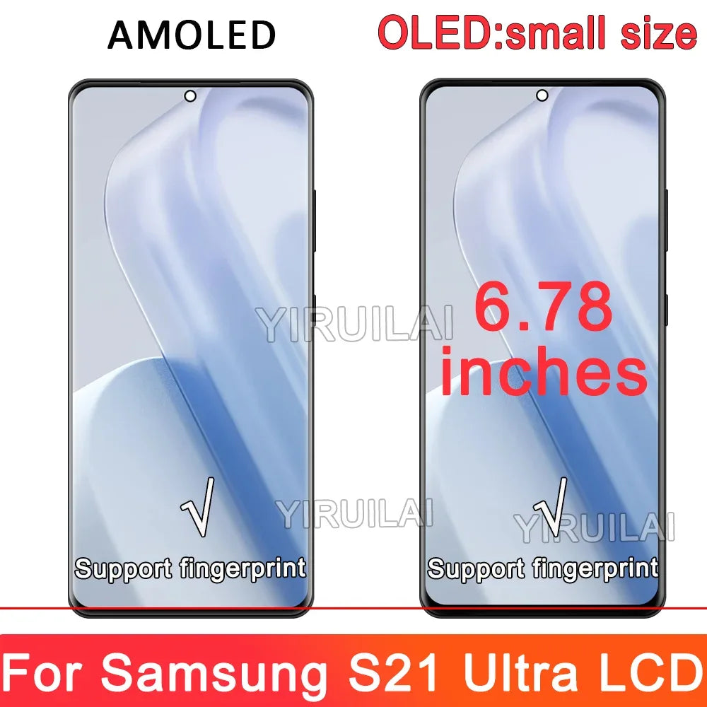 6.78" Super AMOLED For Samsung S21 Ultra 5G G998 G998U Display Touch Screen Digitizer For Samsung S21Ultra G998B LCD