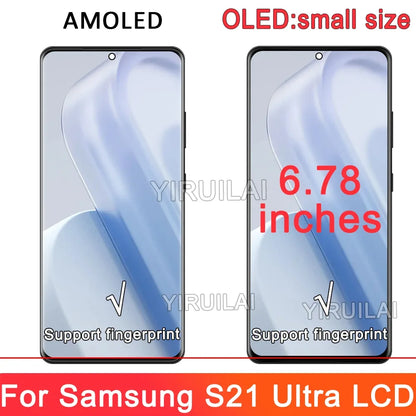 6.78" Super AMOLED For Samsung S21 Ultra 5G G998 G998U Display Touch Screen Digitizer For Samsung S21Ultra G998B LCD
