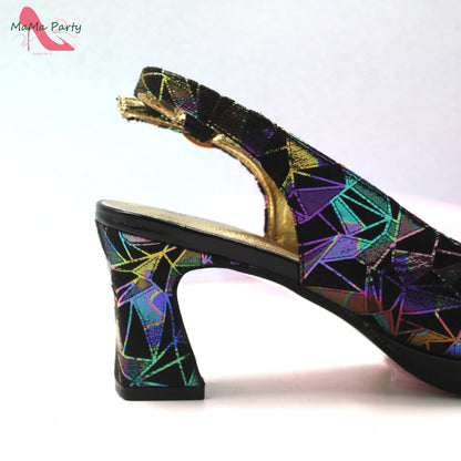 Fashion Peep Toe Sandals Italian Design Nigerian Shoes and Bag Set in Fuchsia Color Sweet Style for Wedding Party