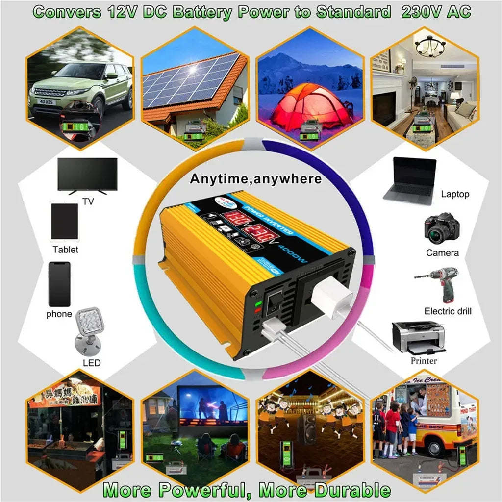 2000W Solar Energy System 110V/220V 4000W Solar Panel Inverter Glass 12V Battery Charging Controller For Home/Outdoor Use