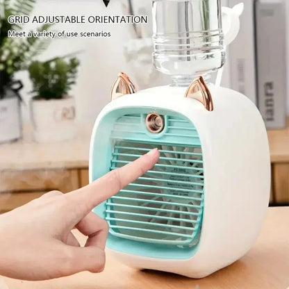 TINSOL USB Mini Air Conditioning Fan, Humidifier Desktop Fan Spray Electric, 1200mAh, Three Gear Air Conditioning, Cooling Fan