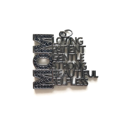 5pcs Micro Paved Mom Is Loving Strong... Word Charm Letter Pendant for Mother's Day Gift Women Bracelet Necklace Jewelry Making