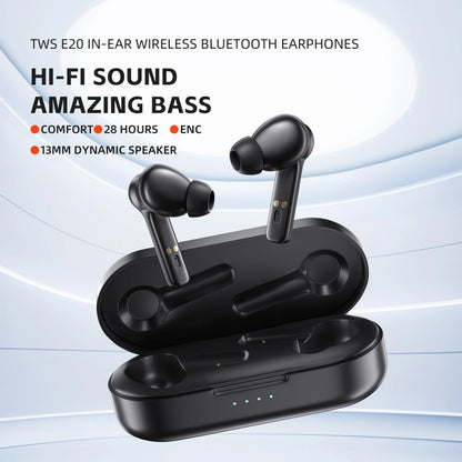 QERE E20 Wireless Headphones, TWS Bluetooth 5.3,HD Microphone,HIFI Earphones,13mm Driver,68Ms Low Latency,4 Mics, ENC Call, New