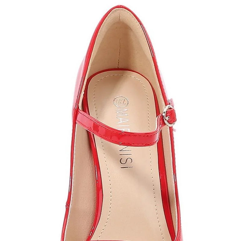 Women Patent Leather High Thin Heel Shoes Ankle Strap Women Pumps for Office Nightclub Party Wedding Cross Dressing Wide Shoes