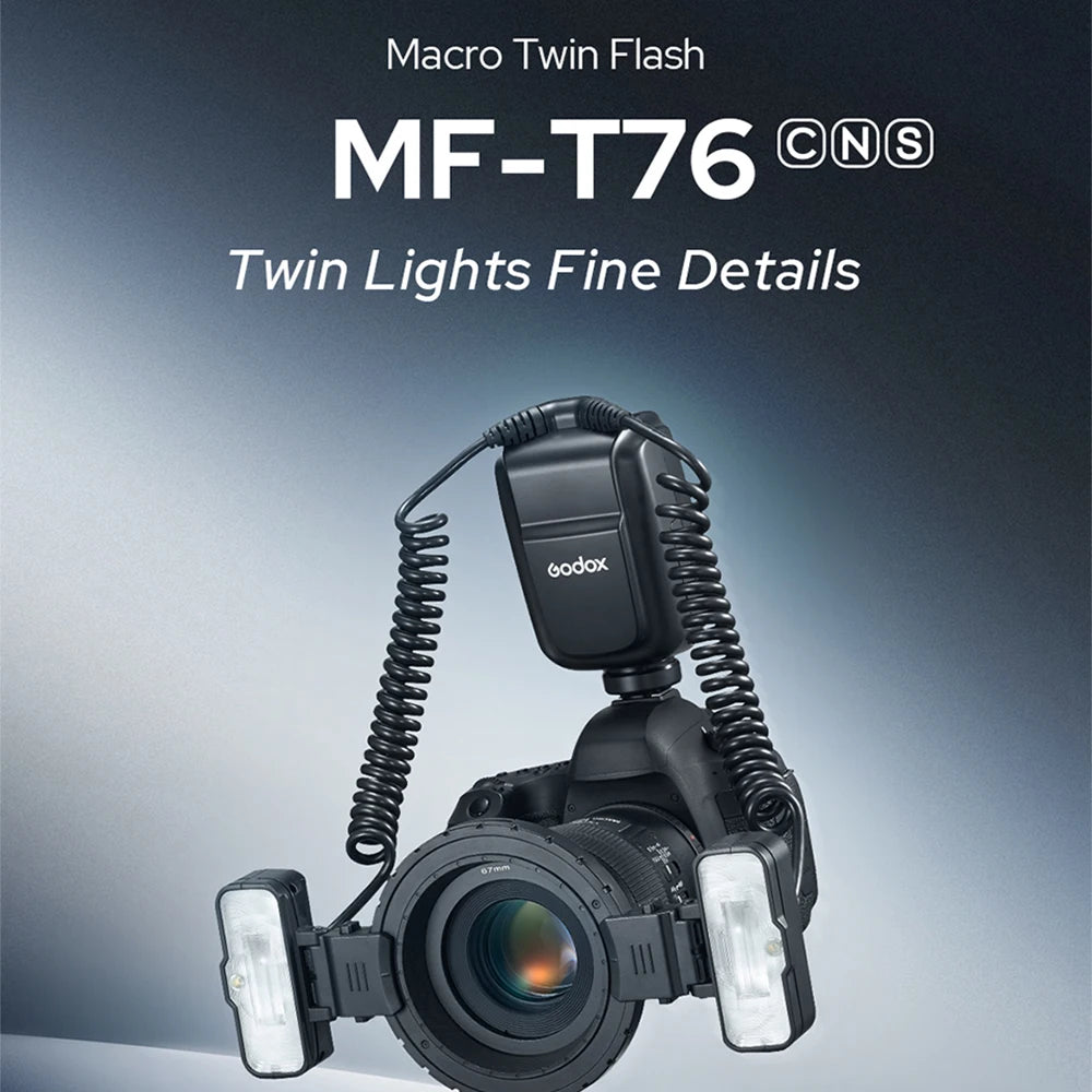 Godox MF-T76 C/N/S Macro Twin Flash TTL Auto Flash 1.2s Full-Power Recycling Dual Flash Heads compatible with Sony Canon Nikon