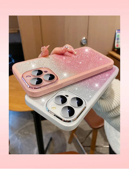 Fashion Bling Glitter Phone Case  For iPhone 16 E 15 Pro Max 14 Plus 13 12 11 Luxury Shockproof Bumper Silicone Clear Back Cover