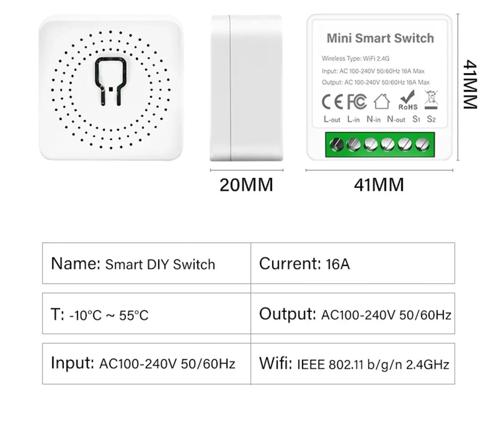 Zigbee/Wifi 1/2/3/4CH MINI Smart Switch Two-Way Control Wireless Light Switch Smart Home Automation Via Alexa Google SmartLife