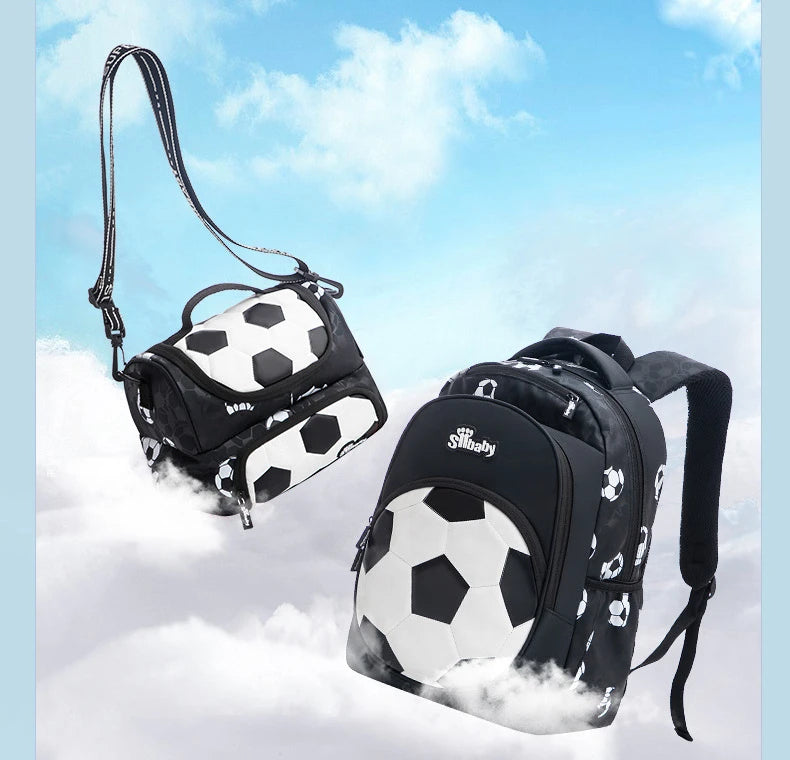 New 3D Cute Orthopedic School Bag For Boys Cartoon Football Backpack Kids Children High Capacity Waterproof  1-3 Grade Schoolbag