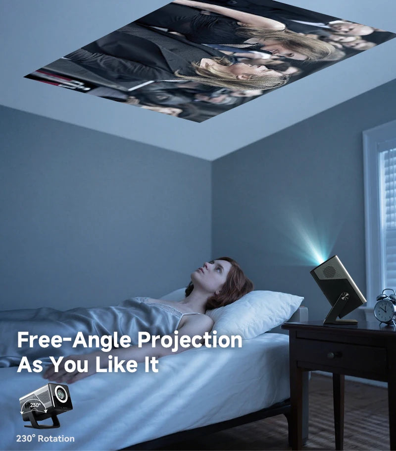 HUAWEISHI Full HD 1080P Projector 4K 1200 ANSI Android WiFi 6 Auto Focus Home Theater Projectors for Movie Meeting Video