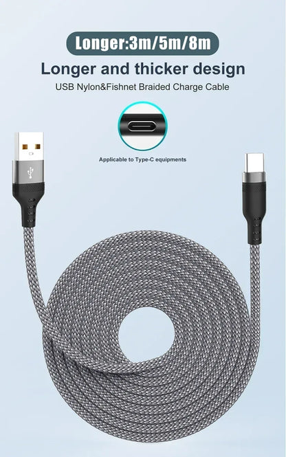 USB Type C Cable 5A Super Fast Charging Cable for iPhone 15 16 Huawei Samsung Oppo Oneplus Universal USB To USB C Extension Wire