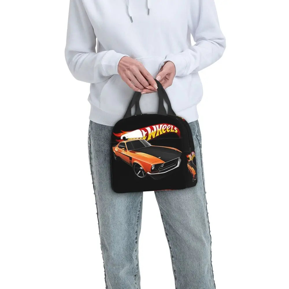Custom Hot Wheels For Fans Thermal Insulated Lunch Bag Cartoon Sport Car Portable Lunch Container Travel Multifunction Food Box