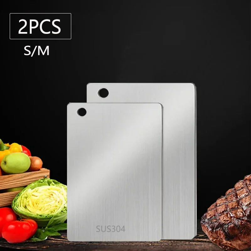 WXCOO 1PCS Stainless Steel Chopping Boards Kitchen Thickened Boards Non Stick Double Sided Fruit Meat Chopping Cutting Boards