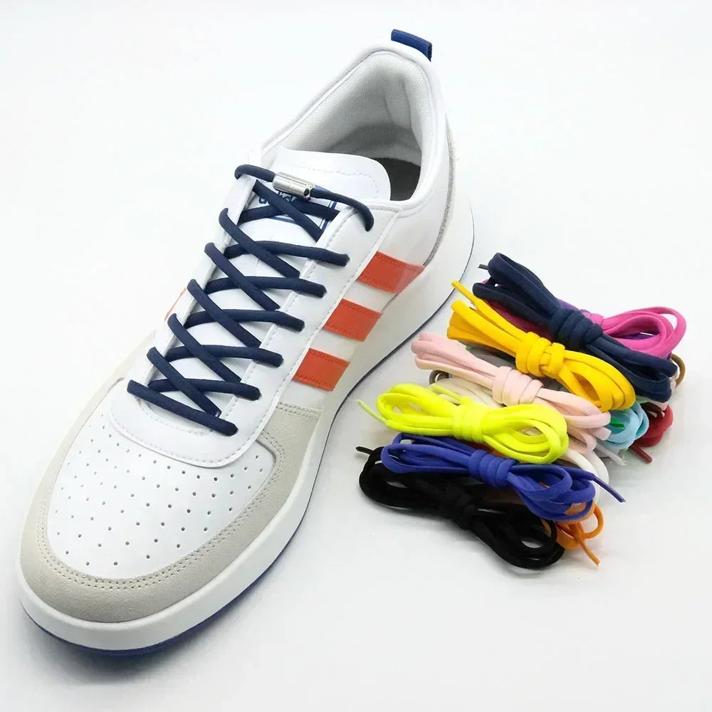 1 Pair Elastic Shoe Laces Semicircle No Tie Shoelaces for Kids and Adult Sneakers Shoelace Quick Lazy Metal Lock Laces Shoe Rope