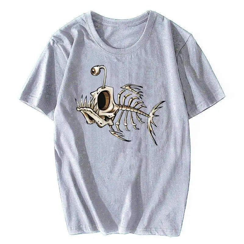 Bonefish Skull Deep Sea Fish Skeleton Funny Fisherman Angler T-Shirt Cotton O-Neck Short Sleeve Men T Shirt Oversize Streetwear