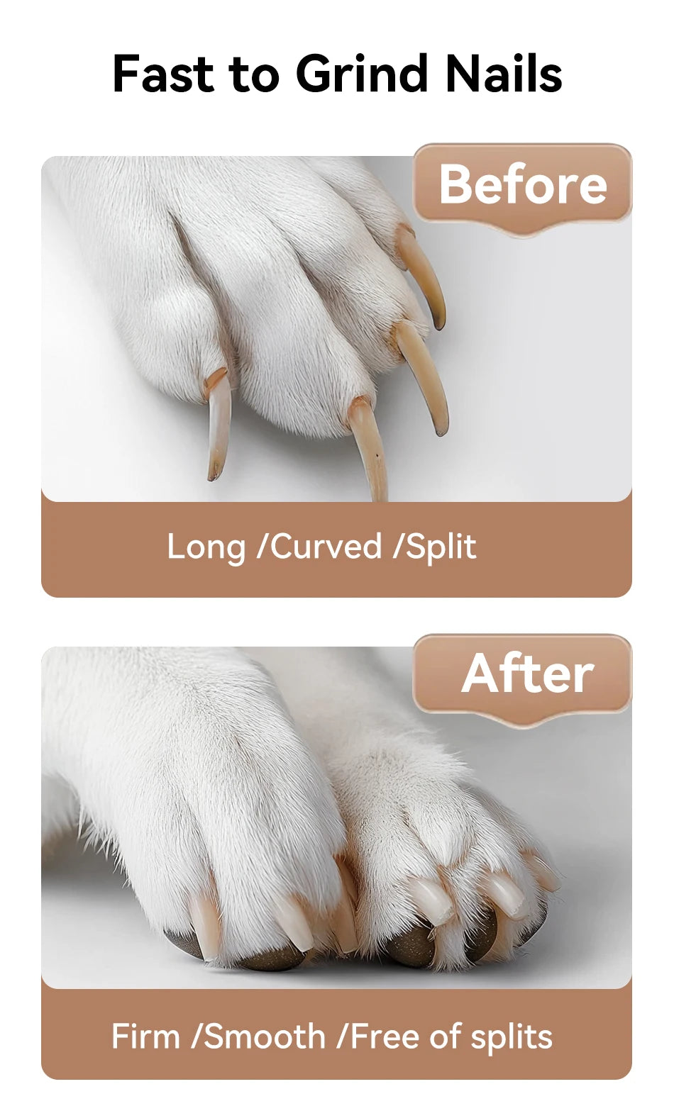 ROJECO Pet Electric Nail Grinder Rechargeable Dog Paw Grooming Nail Clipper LED Light 7 Speeds Adjustable Cat Claw Nail Grinder
