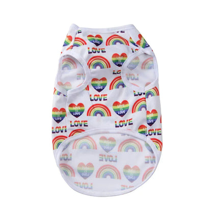 Breathable Dog Clothes For Small Medium Dogs Cats Summer Creative Rainbow Print Puppy Vest T-shirt Schnauzer Pug Pet Costume
