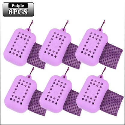 10PCS Portable Mini Silica Gel Set Cold Towel Polyester Fiber Outdoor Cooling Towel Fitness sports gym Run quick Dry Cool Towel