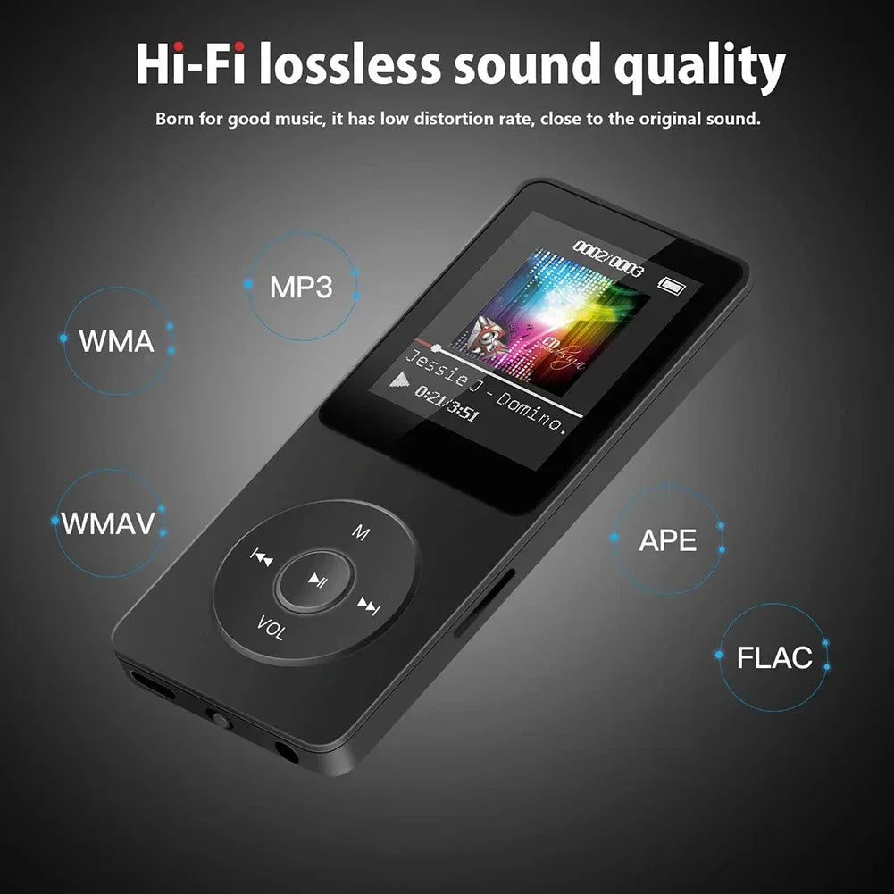 MP3 Player Portable Music Player Bluetooth 5.4 Music Stereo Player 1.8 inch Screen Support FM Radio E-Book Recording