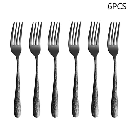 4/6/16/24pcs Black stainless steel cutlery knife, fork and spoon set Home kitchen utensils Holiday dinner tableware