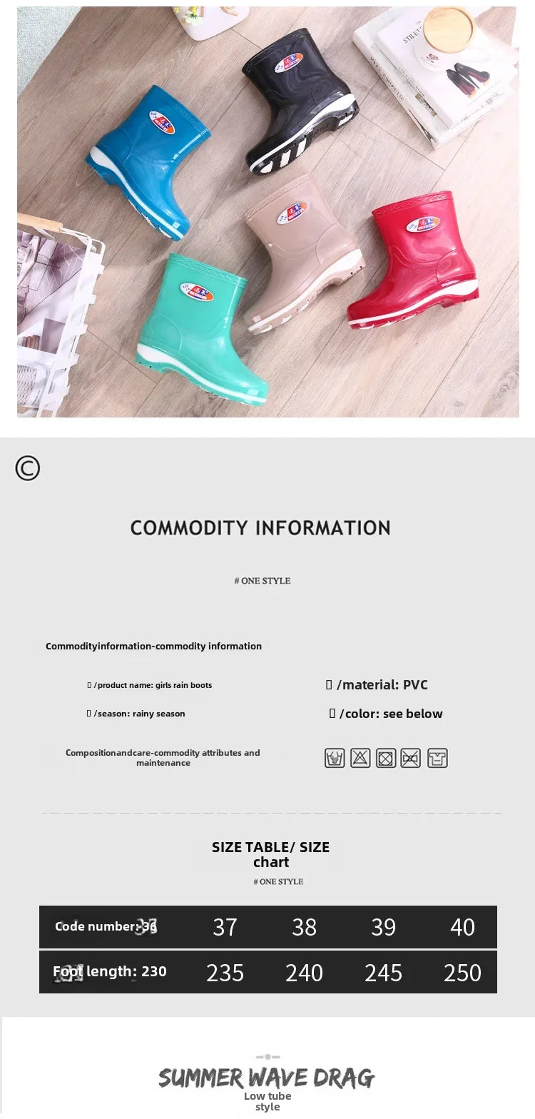 Women's Short Rain Shoes Non-slip Waterproof Rubber Boots Durable Wear-resistant Rain Boots Fleece Lined Warm Shoes Wholesale