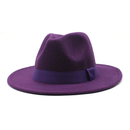 2023 New Hot Wide Brim Felt Fedora Hats With Bee Ribbon Autumn Winter Wedding Party Trilby Hat Men Gentleman Jazz Hats 56-58CM