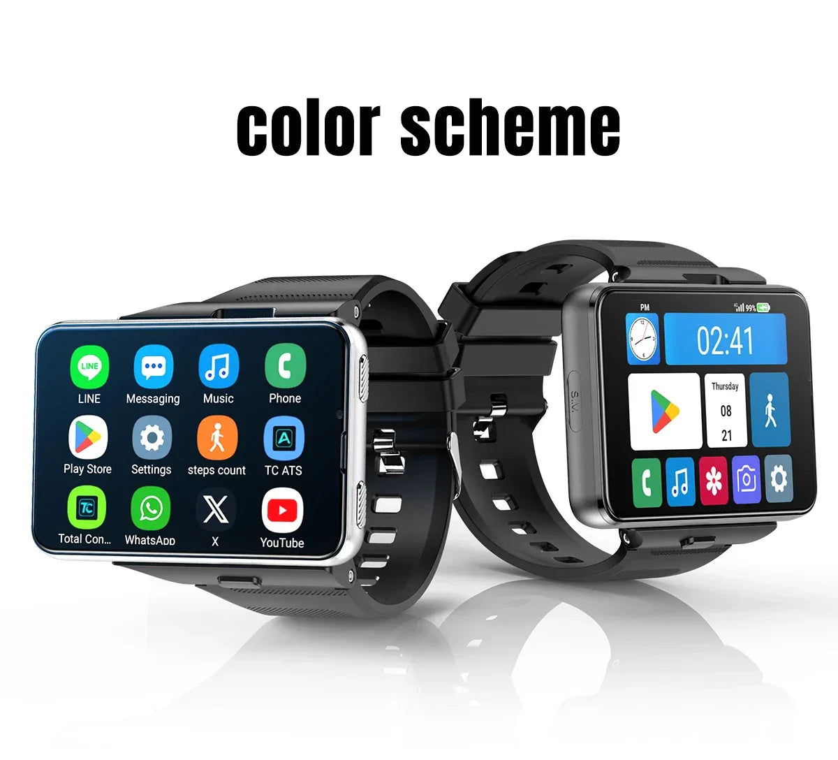 S999 4G LTE Smart Watch Android 11.0 OS 4GB RAM 64GB ROM 2.88" Big Screen 2MP/8MP Dual Camera Quad Core 2300mAh Men Smartwatch