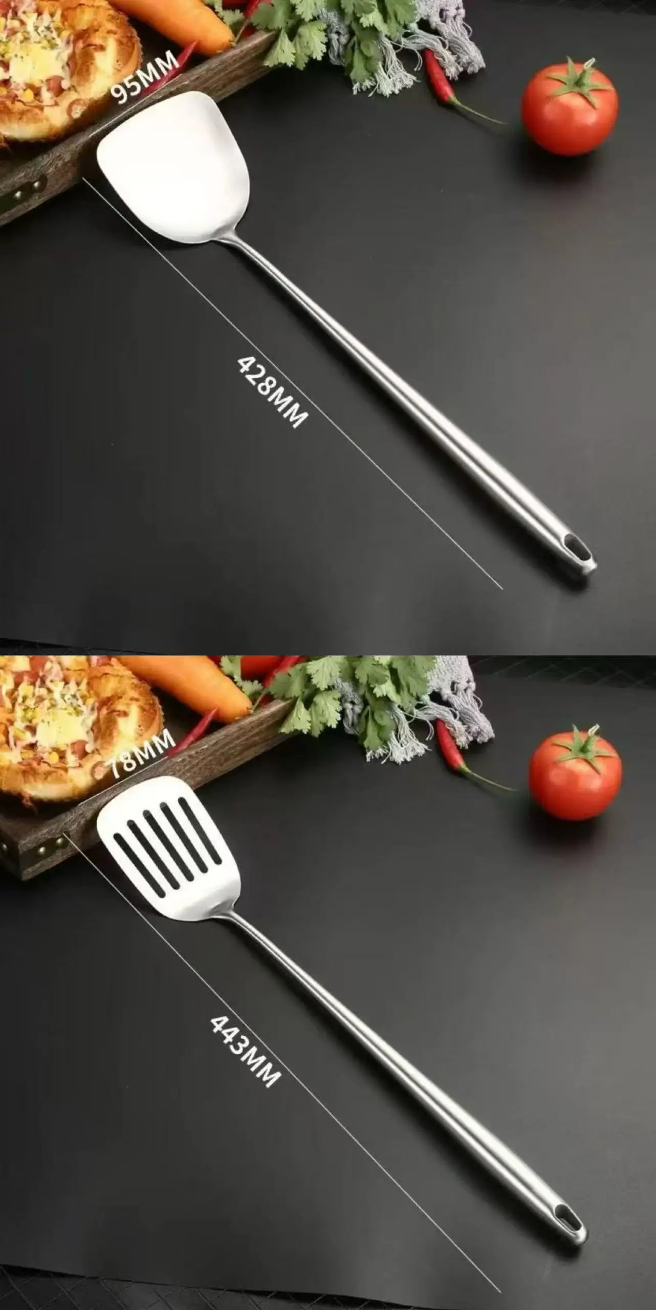 Stainless Steel Wok Spatula Metal kitchen utensils Slotted Turner Spoon Ladle Cooking Tools Utensil Set Kitchen Accessories