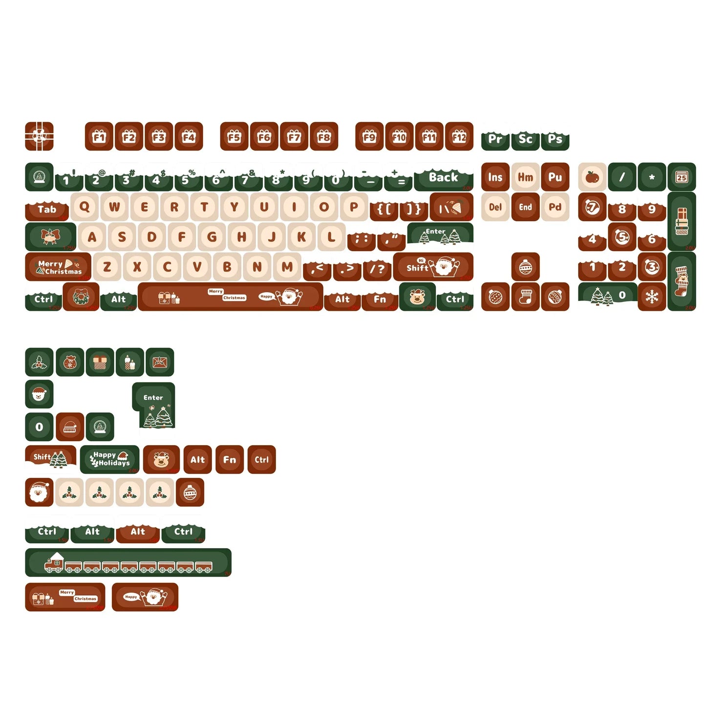 KBDiy Christmas Carnival Keycap Gift KOA Profile Sublimation PBT ISO Keycaps For 60 Wooting Magnetic Mechanical Keyboard Gaming