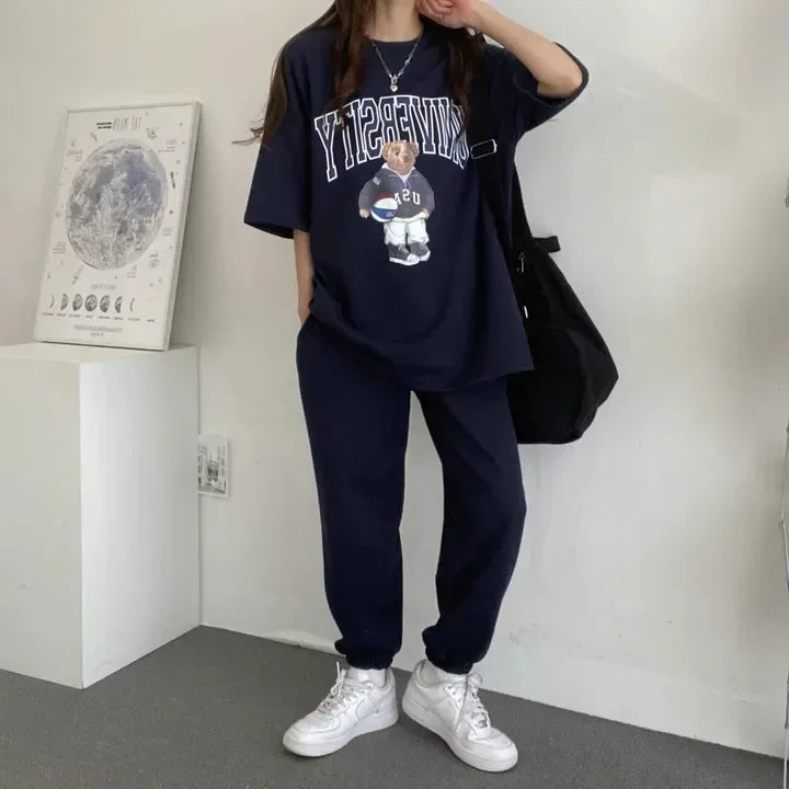 Cartoon Long Sleeve Tracksuits autumn Fashion Casual Sportswear Two Piece Pants Sets Female Large Size Women Suits 2024