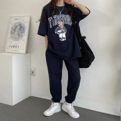 Cartoon Long Sleeve Tracksuits autumn Fashion Casual Sportswear Two Piece Pants Sets Female Large Size Women Suits 2024