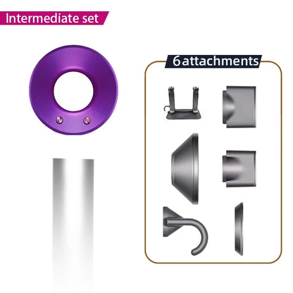 Leafless constant temperature hair dryer for personal hair care and styling; home professional hair style accessories kit (5+1)