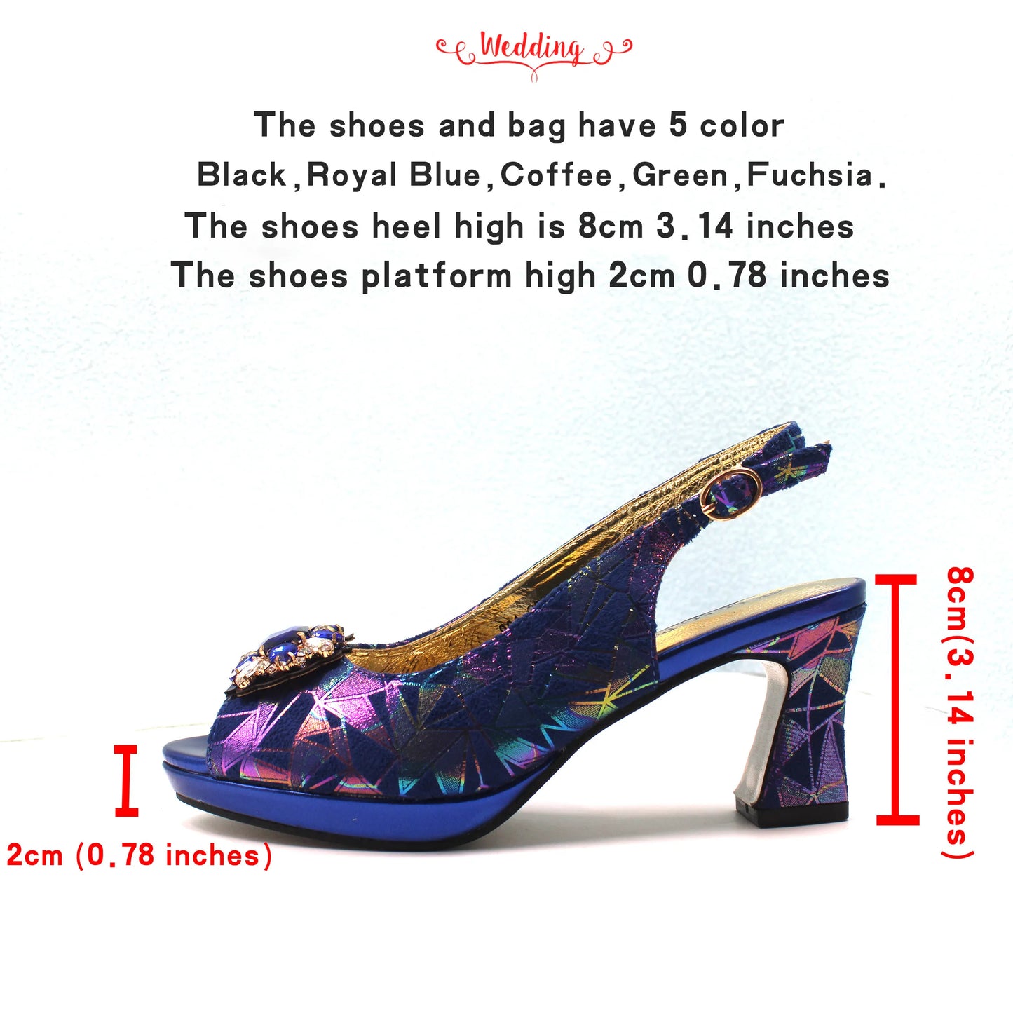 Fashion Peep Toe Sandals Italian Design Nigerian Shoes and Bag Set in Fuchsia Color Sweet Style for Wedding Party