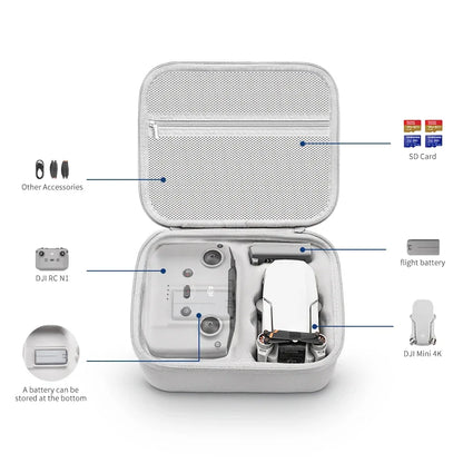 XFJI Storage Bag Protective Carrying Case PU Leather Handbag for DJI Mini 4K/Mini 2SE/Mini 2 Drone Controller Accessories