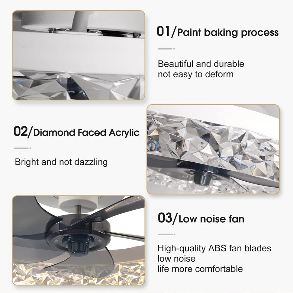 Modern Ceiling Fans Infinitely Dimmable Household Black White Ceiling Lamp With Remote Control Bedroom Living Room LED Fixtures