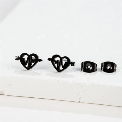 Fashion Small Heartbeat Stud Earrings Medical ECG with Heart Earings for Women Everyday Jewelry Girls Valentine's Day Gift
